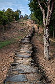 Thailand - Old Sukhothai - Wat Saphan Hin. The original slate staircase that leads up to the temple. 